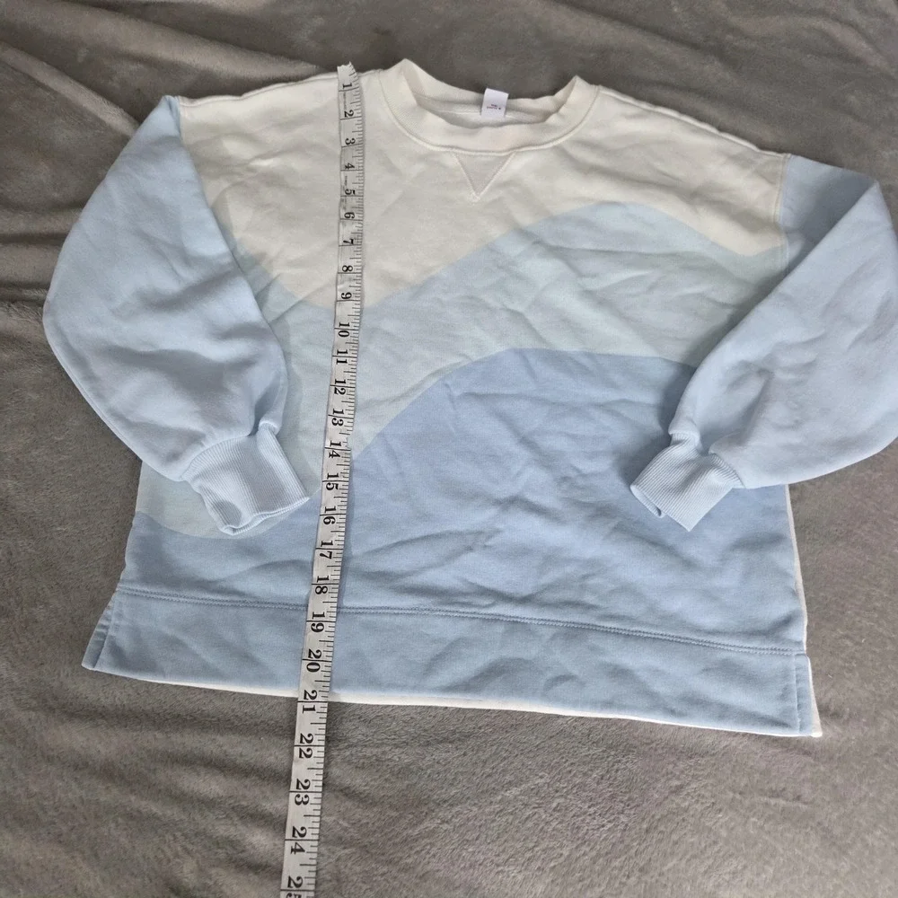 Old Navy Sweatshirt Kids Large 10-12 Blue Colorblock Crewneck Fleece Pullover